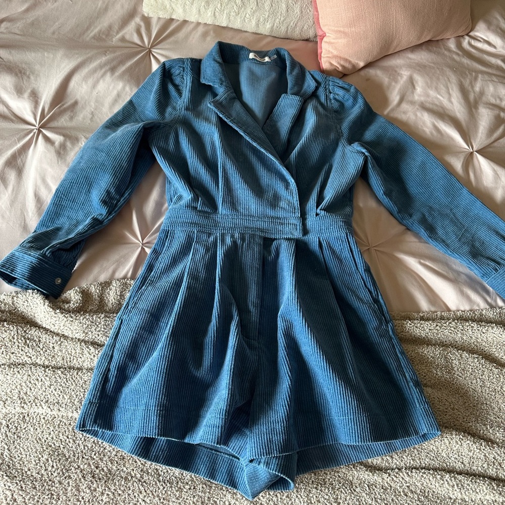 Blue corduroy romper